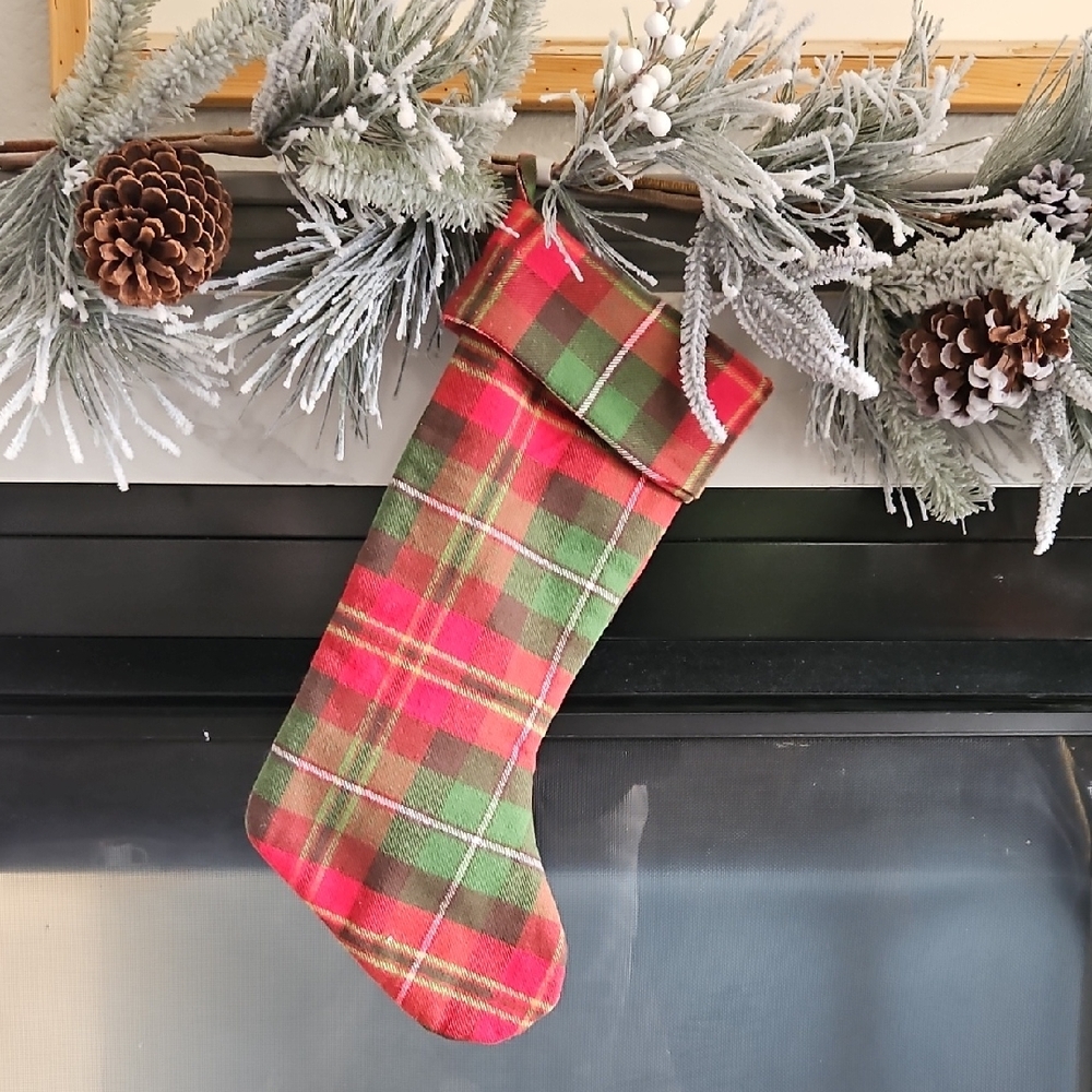 Plaid Christmas Stocking - Red and Green